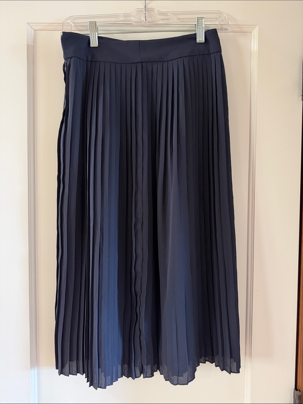 J. Crew Navy Pleated Midi Skirt
